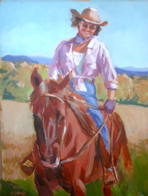 Alice on horseback