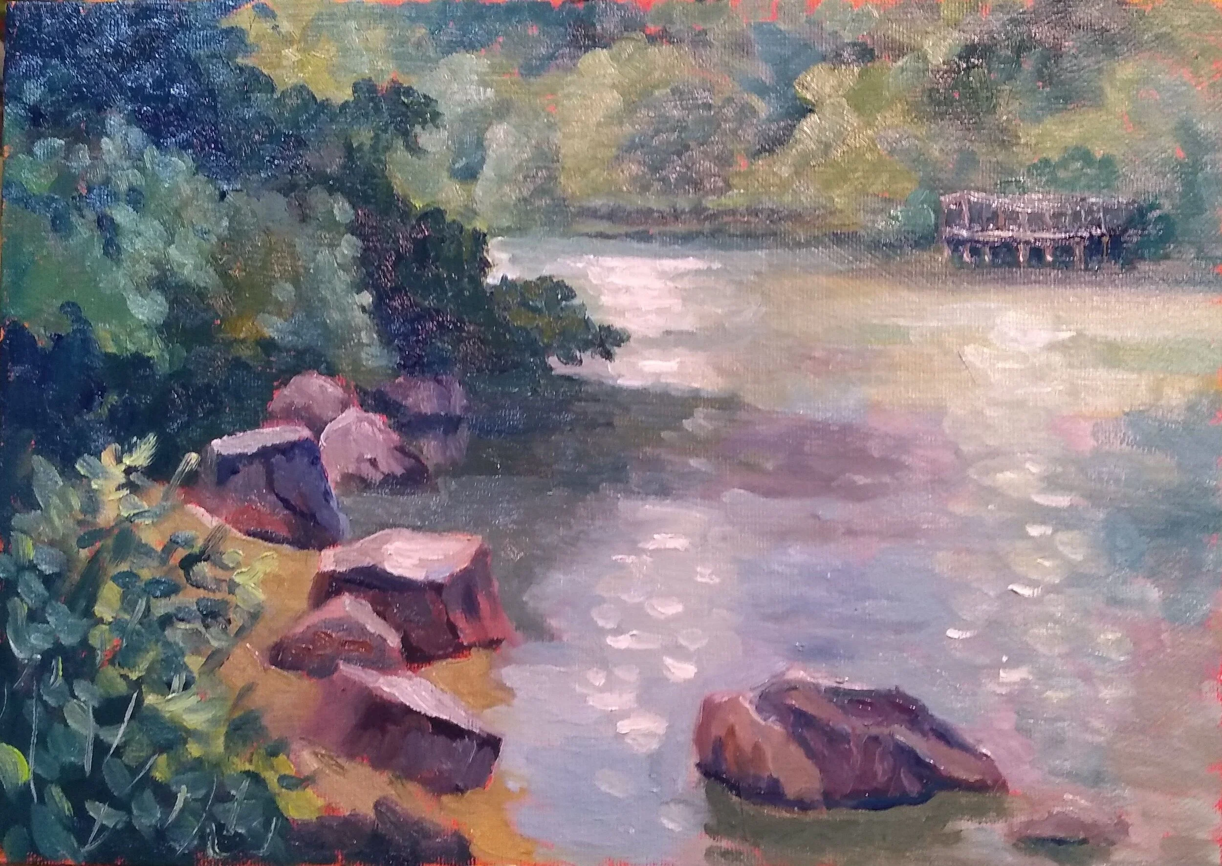 Toogood Pond Plein air oil painting