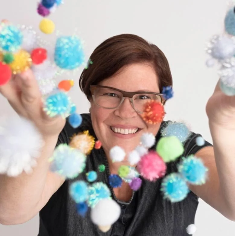 Meet Kelly Affleck. That's me! Yep, the one throwing pompoms. (I've learned that throwing glitter is an abuse of creativity and doesn't always make friends easily.) I'll keep the glitter to a minimum but the creativity will be at max capacity! Join me for one of my camps, classes or workshops to explore your creative side. All classes are inclusive for all abilities. It's about the process of creating art. Not the finished masterpiece. That will happen naturally. Seriously, you have creative powers!