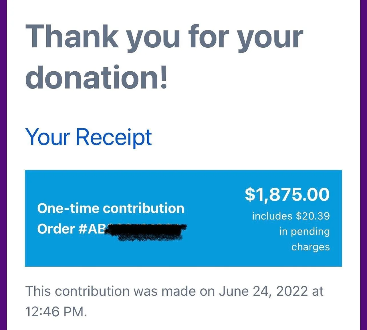 I am grateful for the people who trusted me and purchased Plan B charms to send money directly to the National Network of Abortion Funds. You have given me hope in the face of despair. I was finally able to send my donation today - of all days - to N