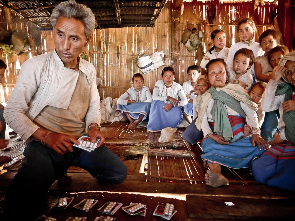 The deal (I had a local guide) was to bring stuff from the pharmacy to the village, which was then handed out by the chief.