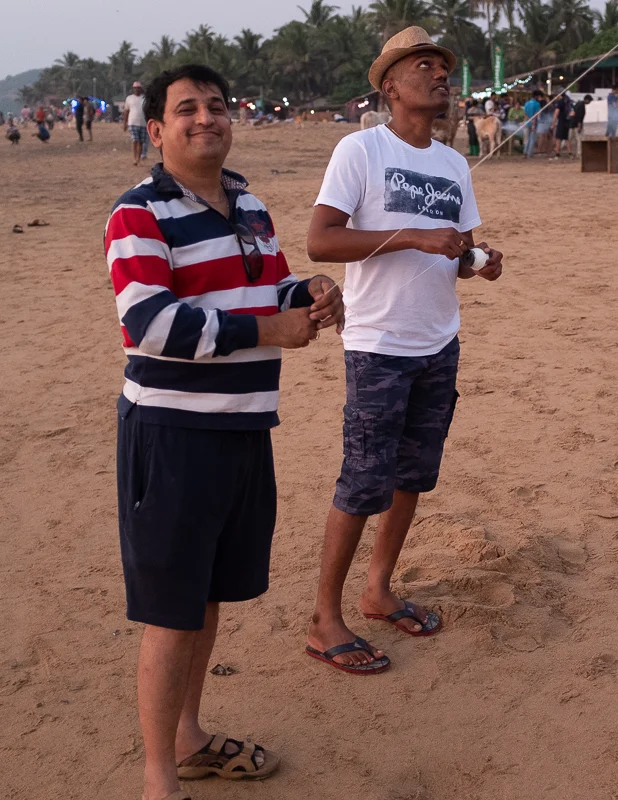 Flying kites.