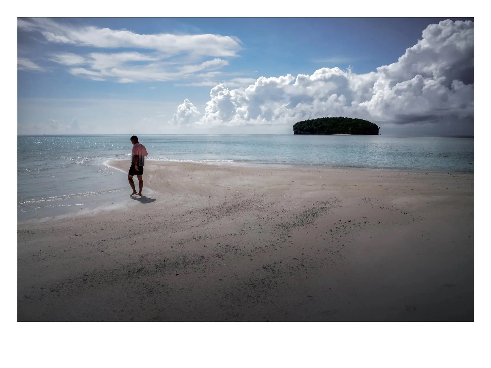 Diving break on a sandbank in the sea