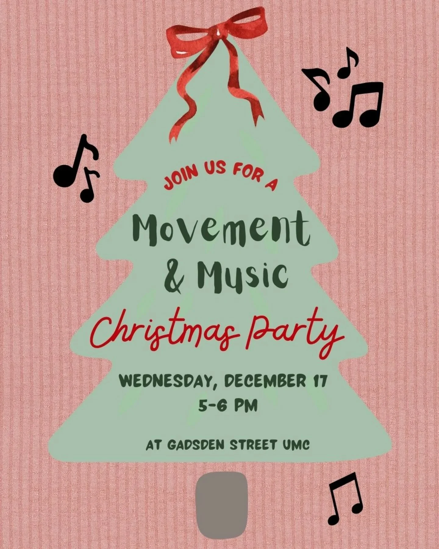 Hope you can make it for our last music class of 2025 (for children under 5 and their grownups)! If you'd like to bring a small treat to share, we'll mingle for a playdate party after our class. Movement &amp; Music from 5-5:30/party from 5:30-6!