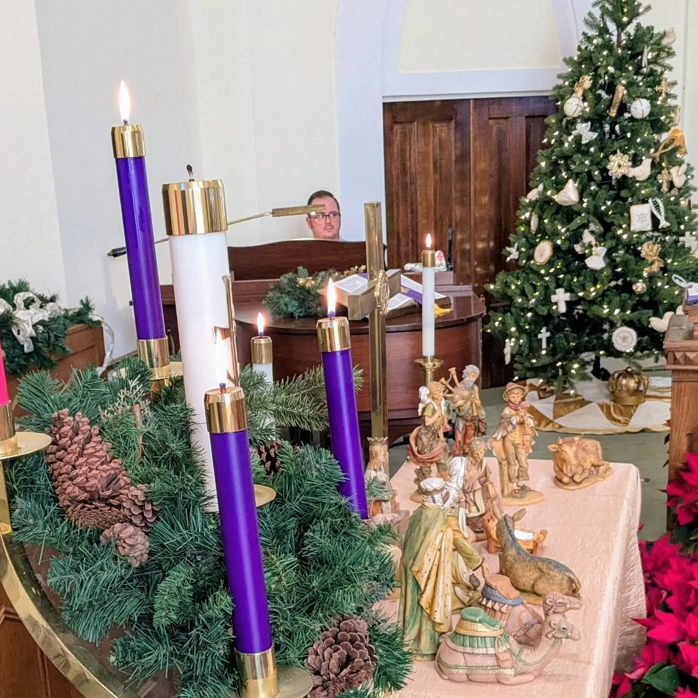 Charles is watching the door, waiting for baby Jesus to come. Or maybe he's looking for you? Join us tonight for our Christmas Eve service at 5PM. Wear pajamas if you want to. Jesus will.