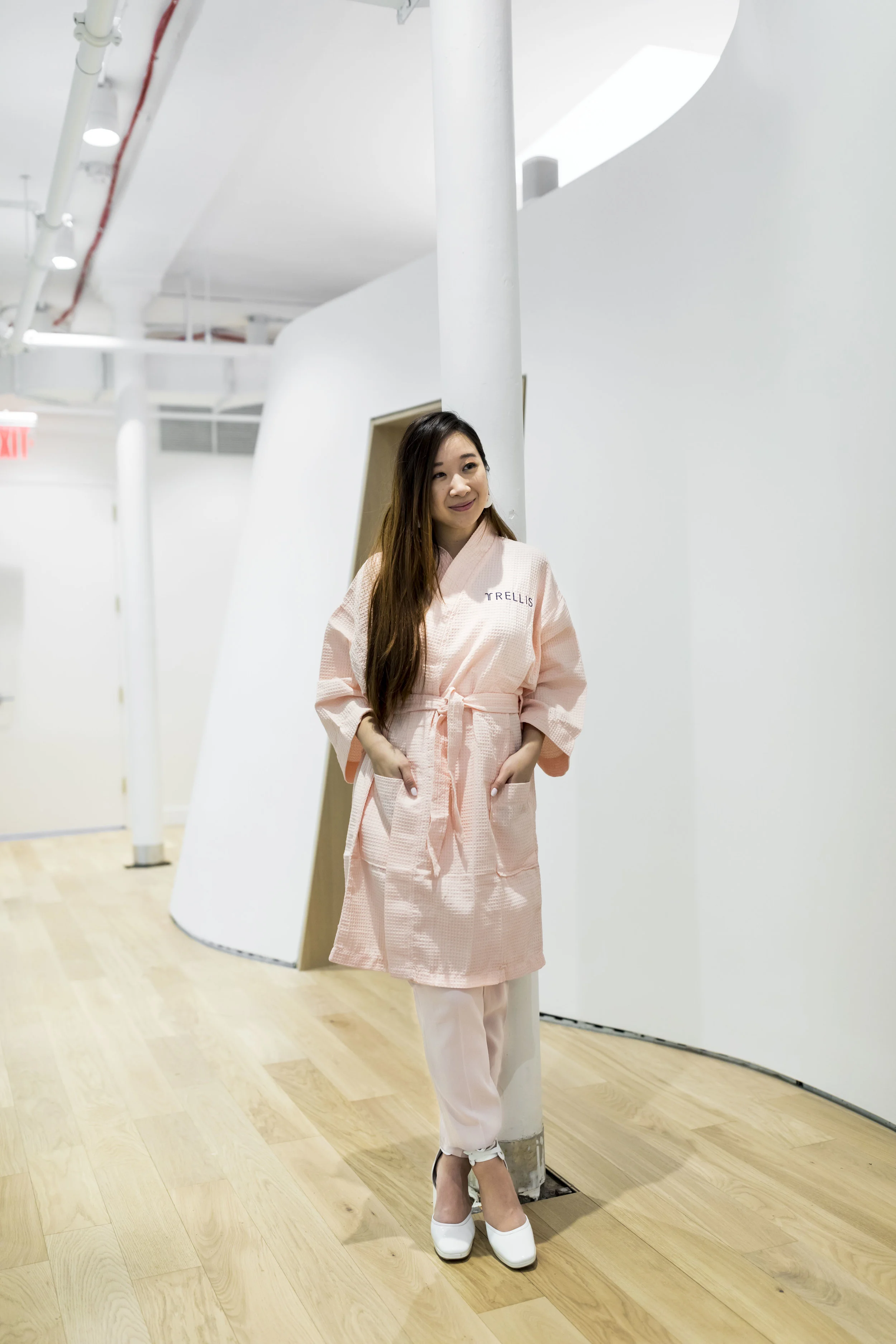 The studio is located in a very private place; the space inside is very open and chic.
