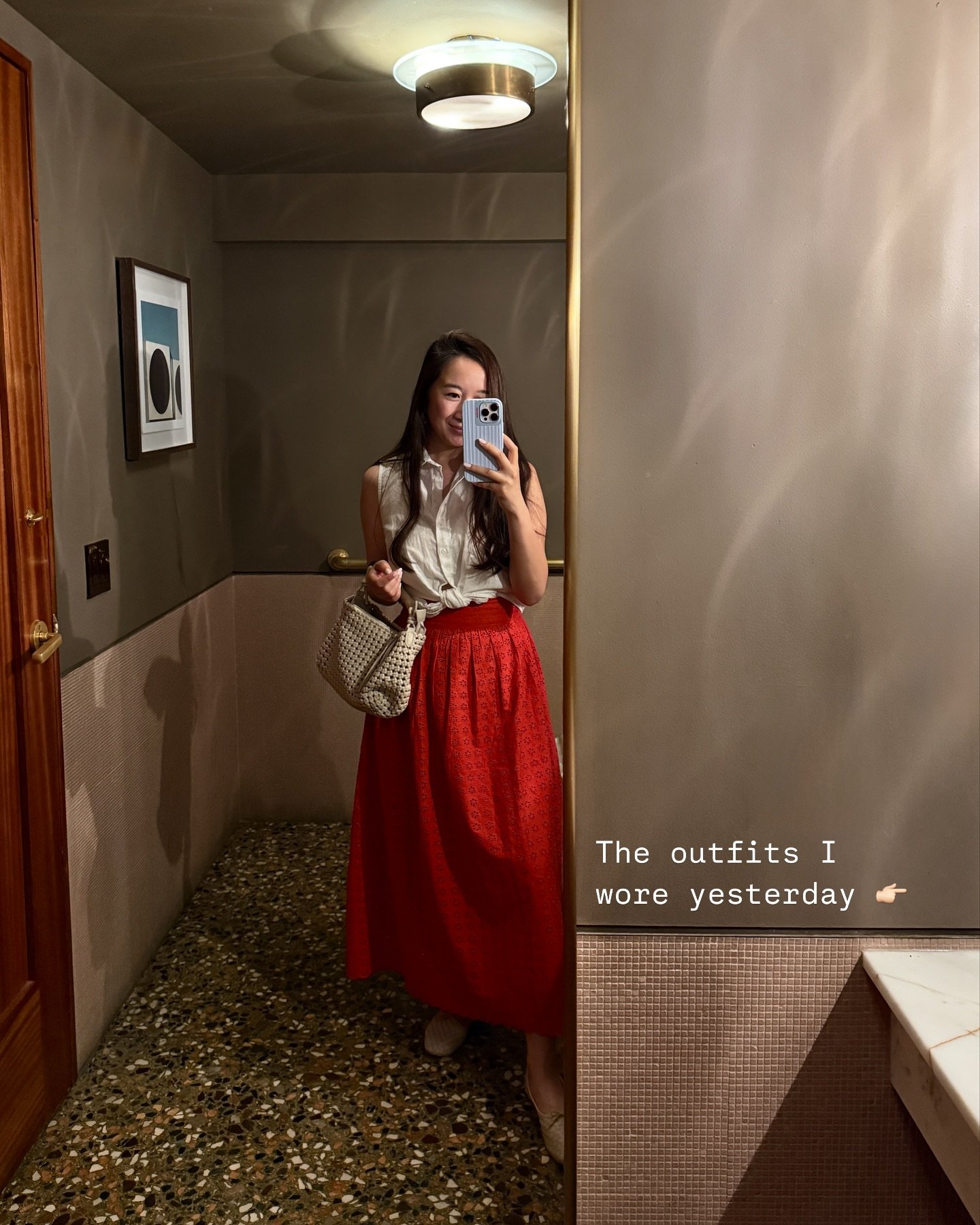 Ok so how many outfits do YOU go through a day? 👀

Outfit details:
Pink t-shirt: @asos 
Denim shorts: @sezane 
Sneakers: @allbirds 
White cropped shirt: @clubmonaco 
Red skirt: @sezane 
Handbag: @asos 
Ballet flats: @fredasalvador (Use promo code 10