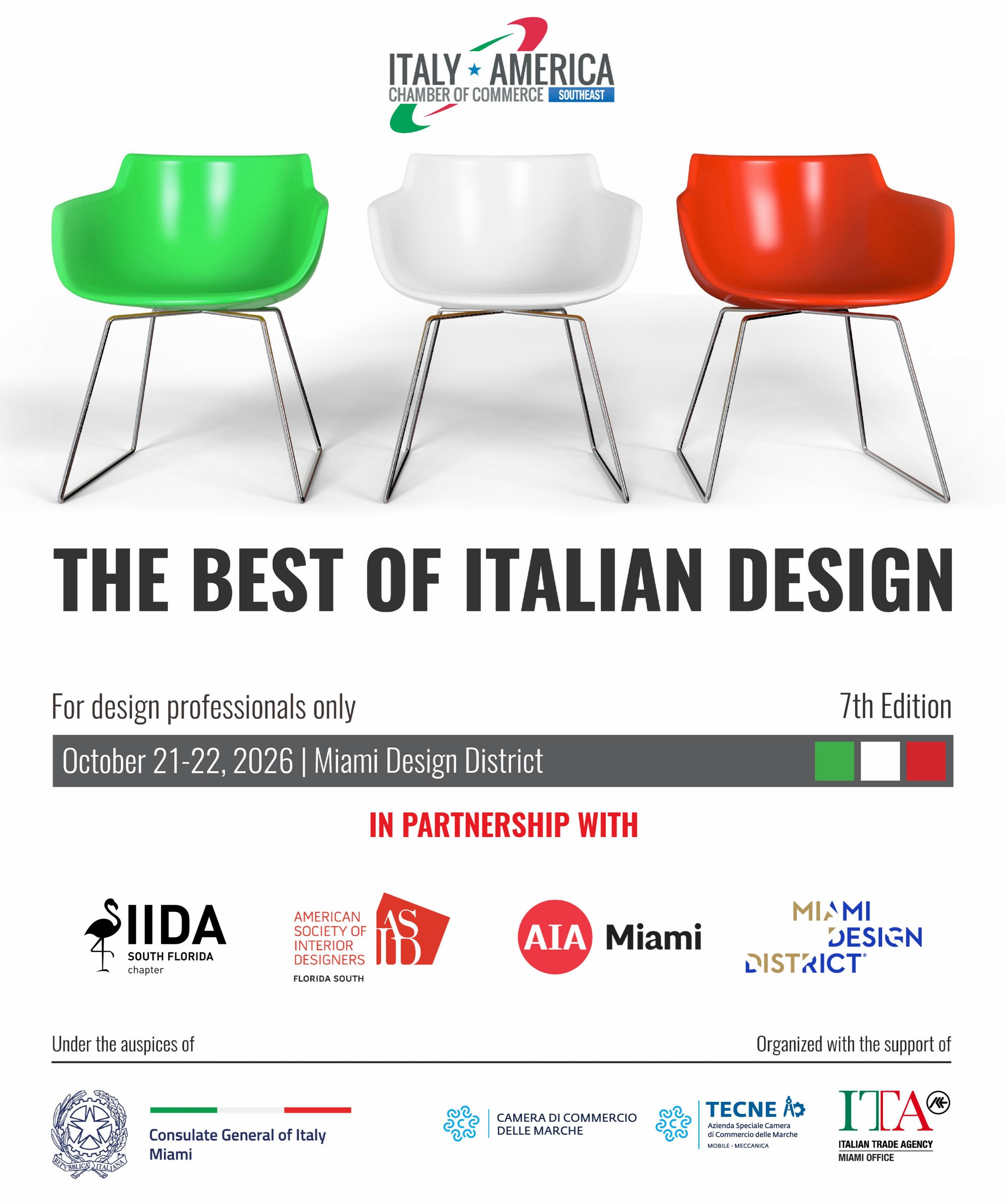 Mark your calendars for The Best of Italian Design, presented by the Italy-America Chamber of Commerce Southeast (@iaccse) in partnership with @iidasfc , @asidflsouth , @aiamiami , and @miamidesigndistrict ✨

Join us at 4141 Atrium for a two-day cele