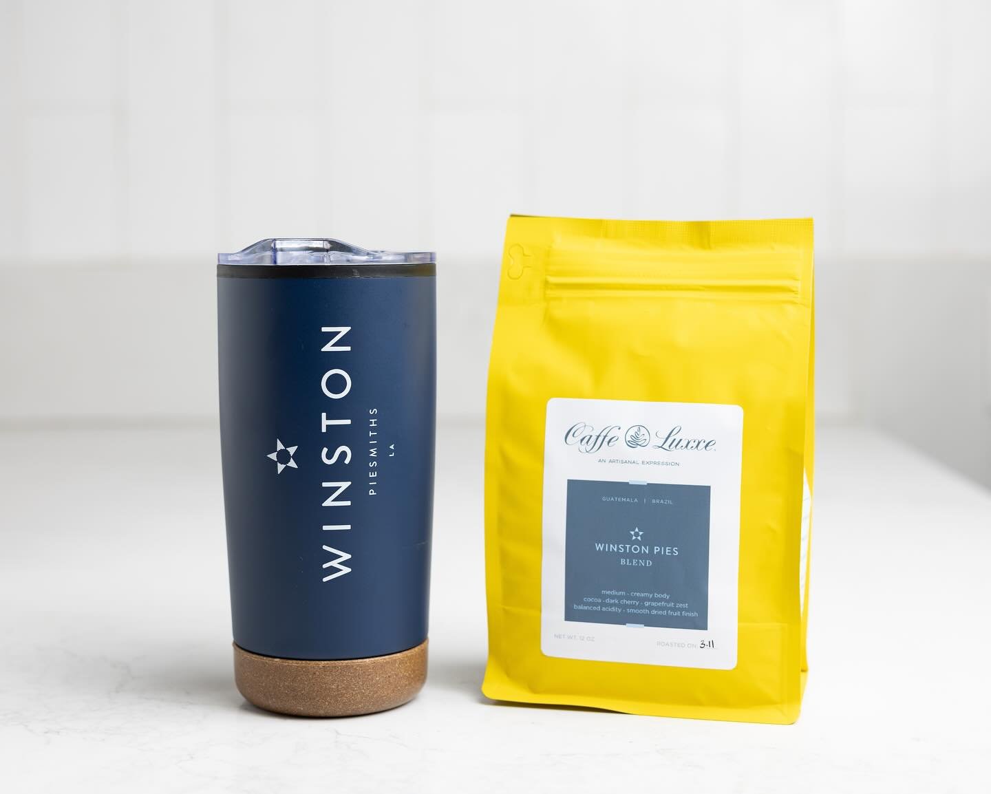 Did you know that we make our specialty lattes with a special Winston Pies blend from our favorite roasters- Caffe Luxxe?!
In April we are featuring our Churro Latte to pair with our newest pie flavor - Churro Pie!
Buy a Winston tumbler and it co