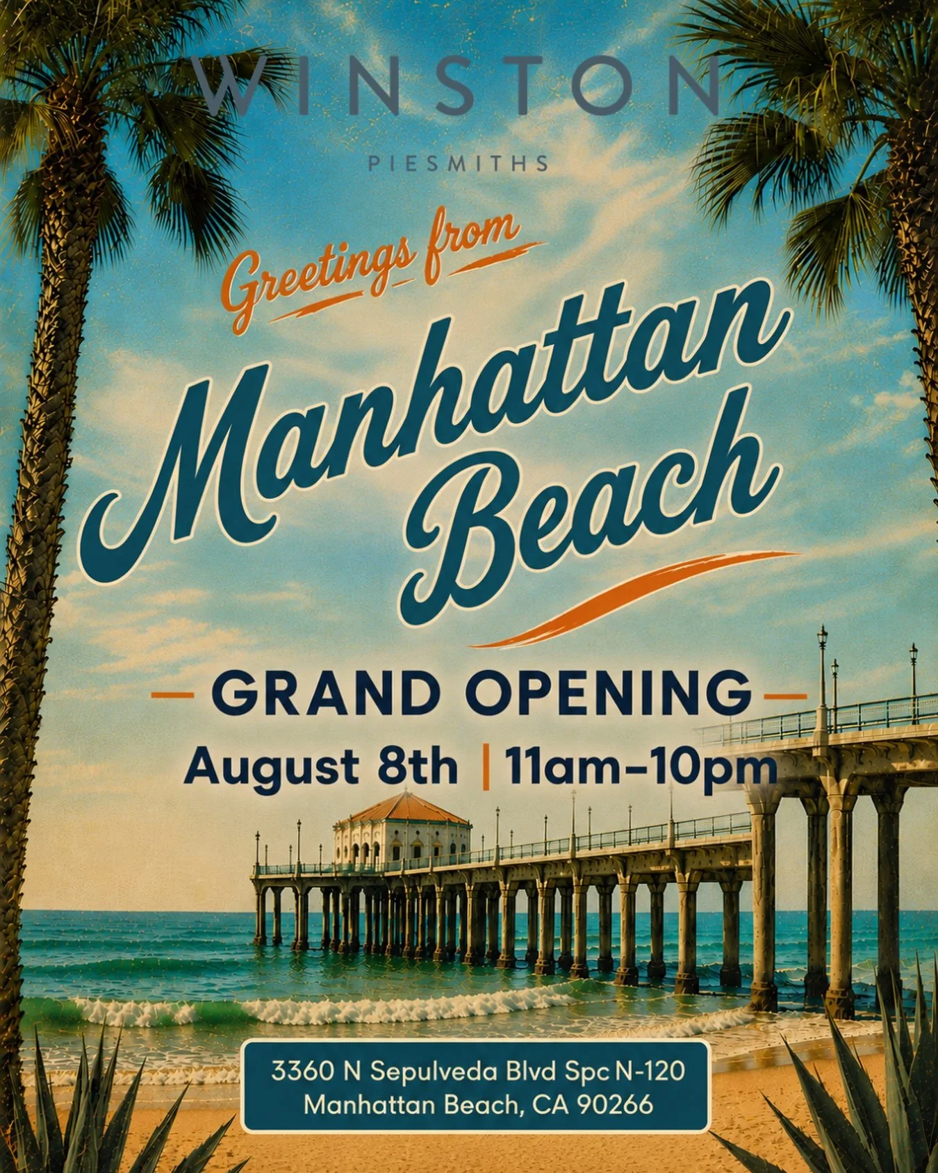 MANHATTAN BEACH GET READY 🥧 🌊 

grand opening August 8th 11am-10pm. Come get a slice and cool down with a specialty latte ☕️ &amp; ice cream 🍦 @mcconnellsicecreams 

First 24 customers get a free slide of our Chocolate Cowgirl Pie and a Winston Pi