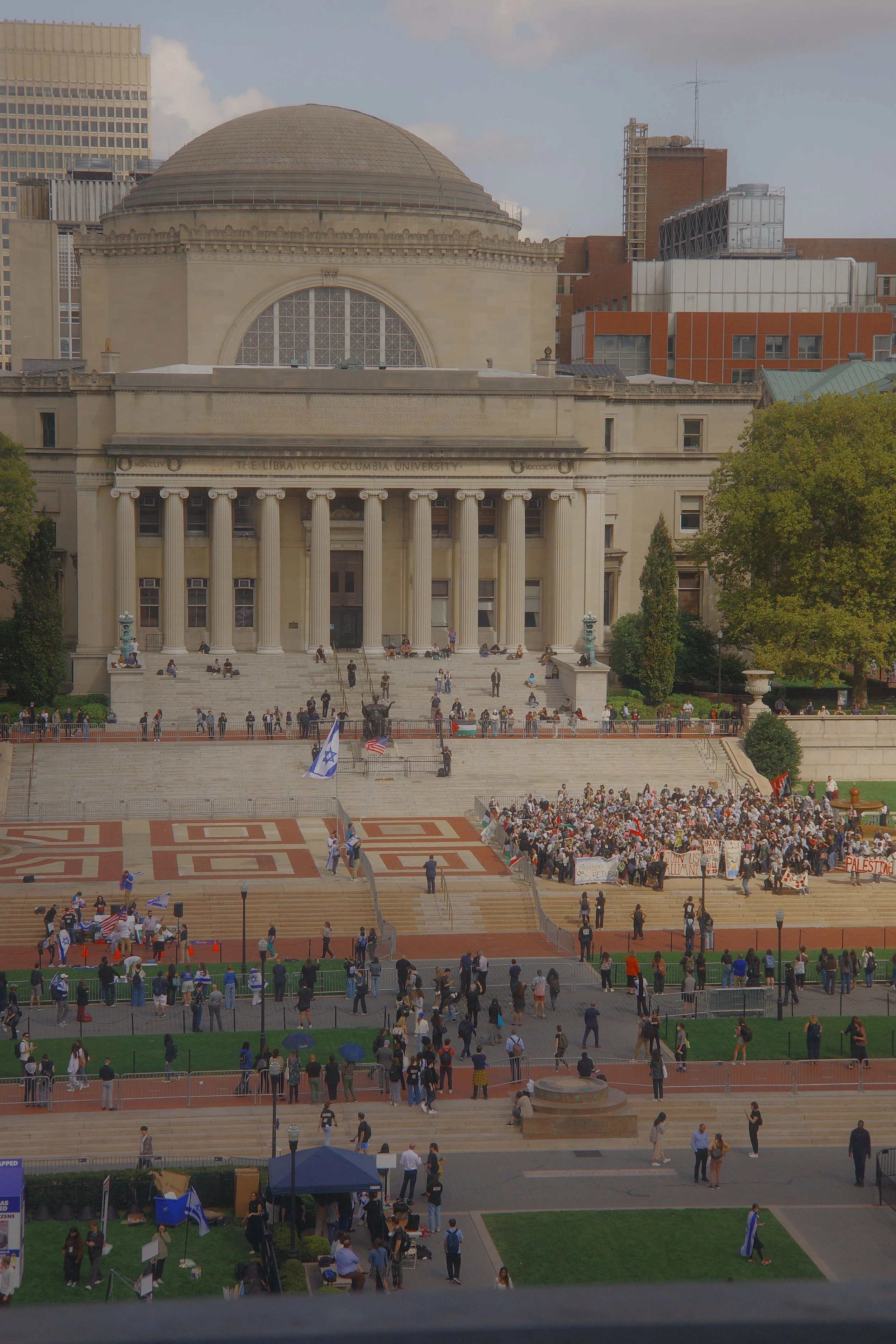 Pro-Israel and Pro-Palestinian Protests at Columbia University Campus on Monday Mark One Year Since October 7, 2023 