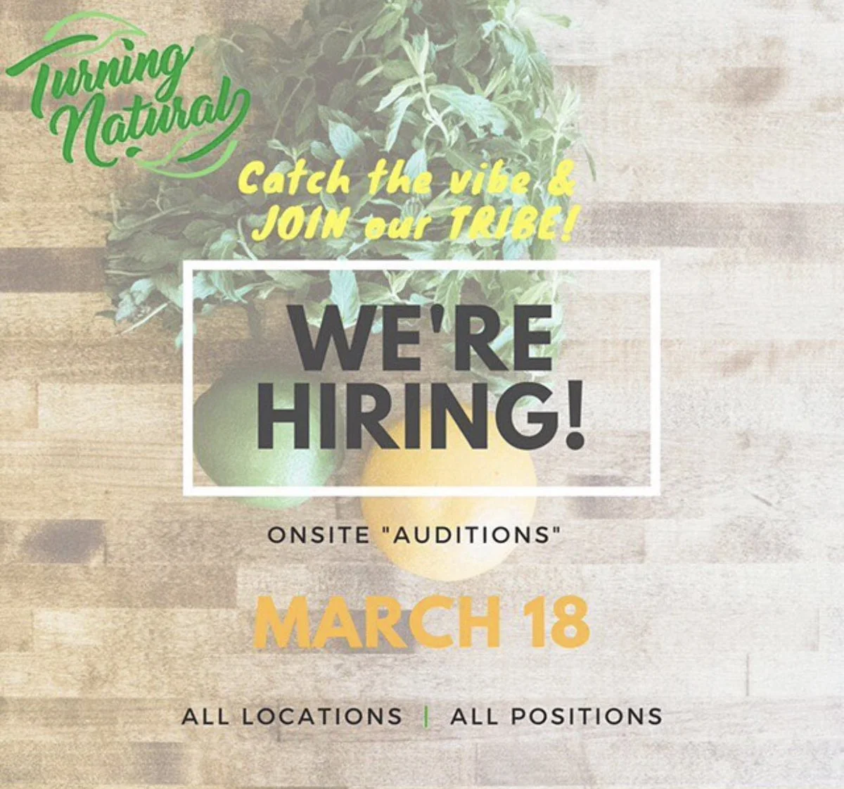 MARCH 18 | TURNING NATURAL HIRING EVENT