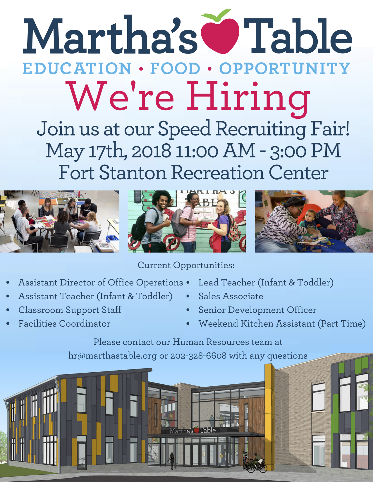 May 17 | Martha's Table Speed Recruitment Fair @ Fort Stanton Recreation Center