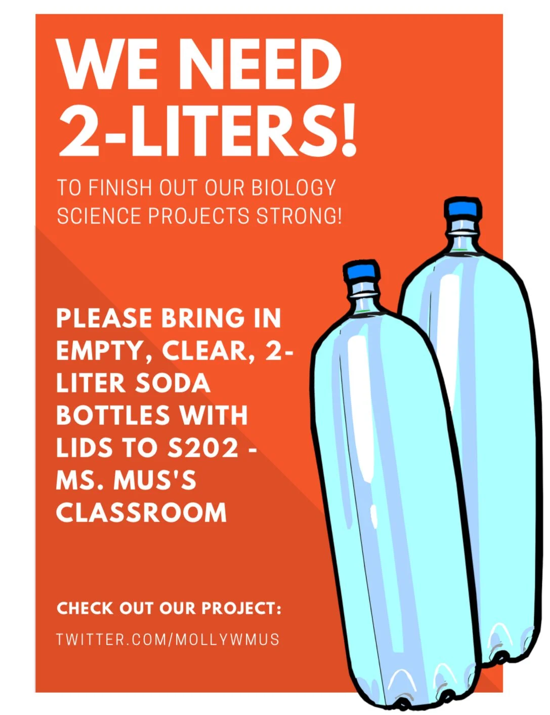 Anacostia high school students in need of empty 2-liter bottles for science project