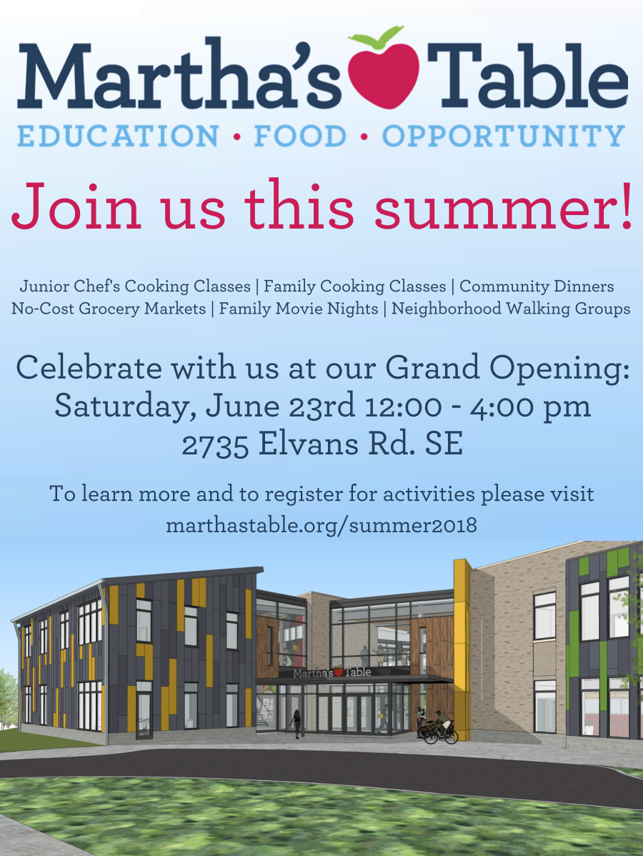 Today, 12 - 4pm | Martha's Table Grand Opening Celebration - Free!