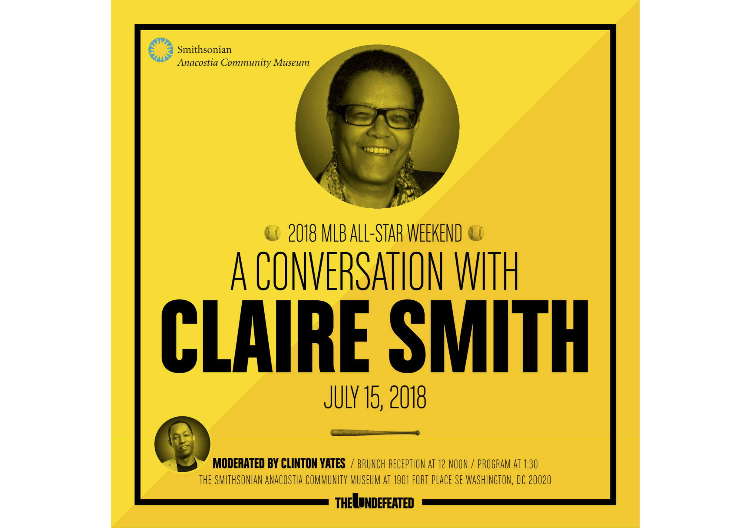 July 15 | A conversation with Claire Smith moderated by Clinton Yates @ Anacostia Community Museum