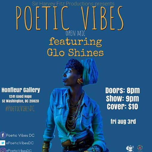 MY LIT PICK! Aug 3 | Poetic Vibes featuring Glo Shines @ Honfleur Gallery