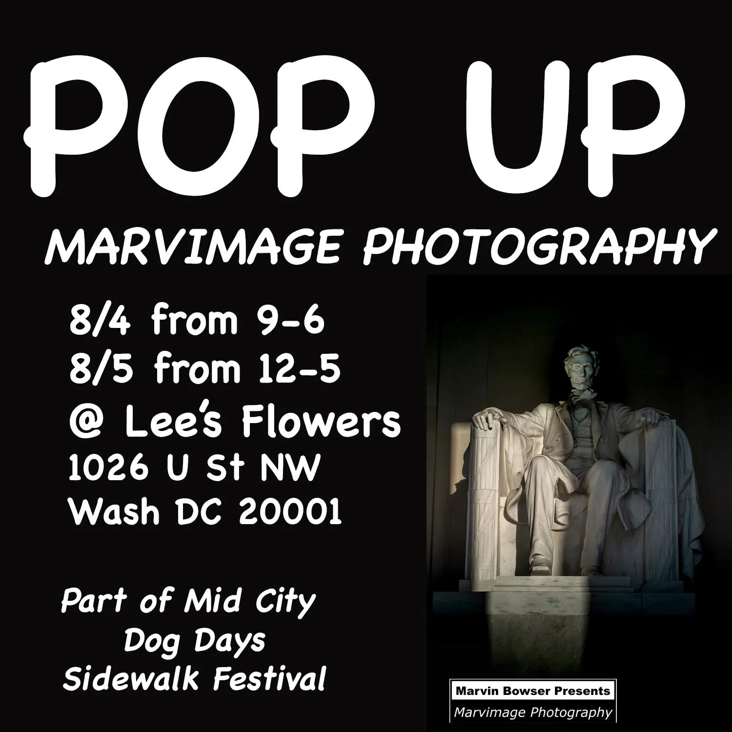 8/4 & 8/5 | Marvimage Photography Pop-up