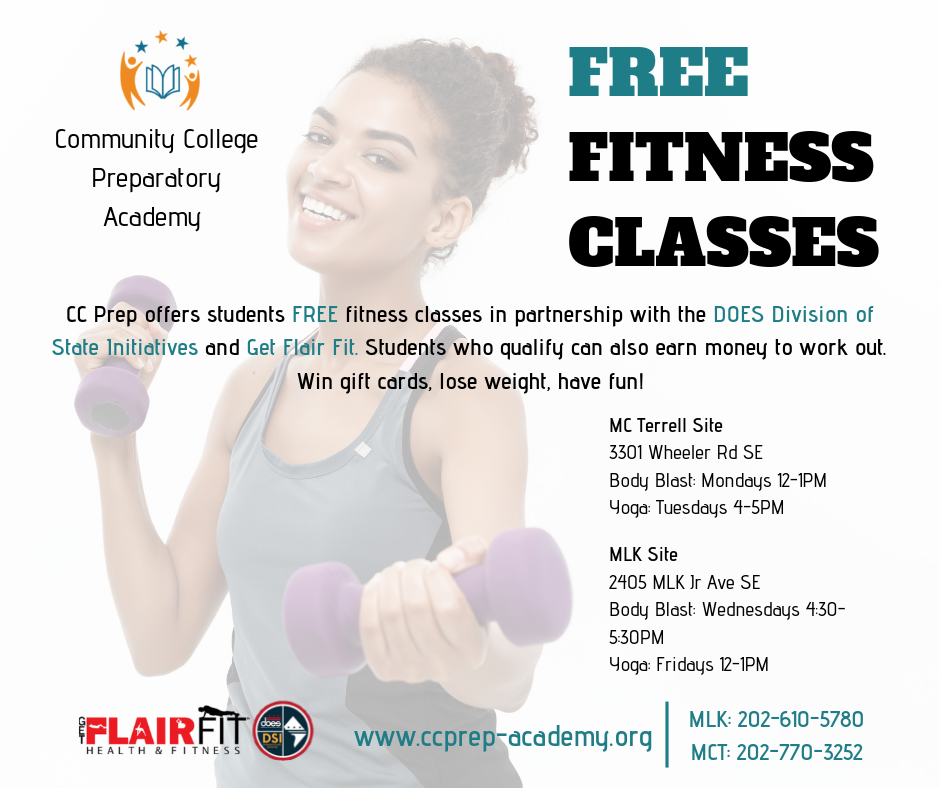 Free fitness classes for CC Prep students! Enroll now! 
