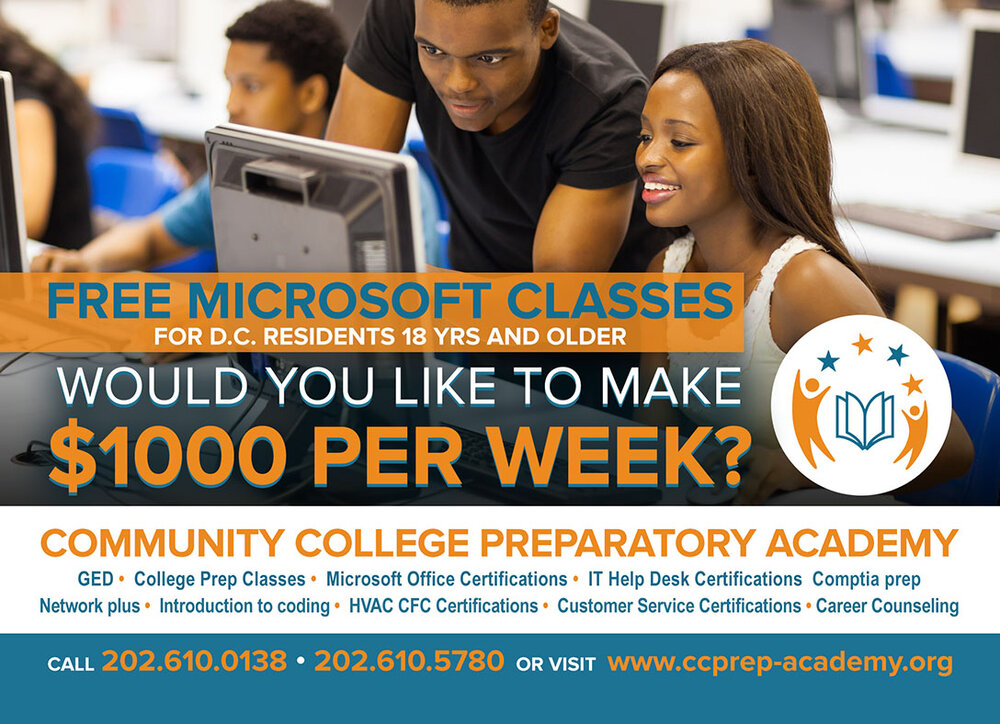 ? Free Microsoft Training at Community College Preparatory Academy [SP] —  Congress Heights on the Rise