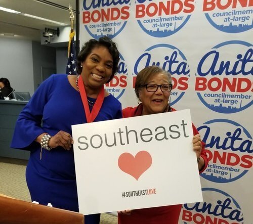 Councilmember Anita Bonds with past Community Cornerstone recipient Greta Fuller.