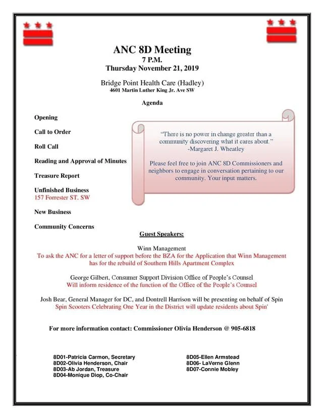 nov 21 anc 8d monthly meeting congress heights on the rise 8 d