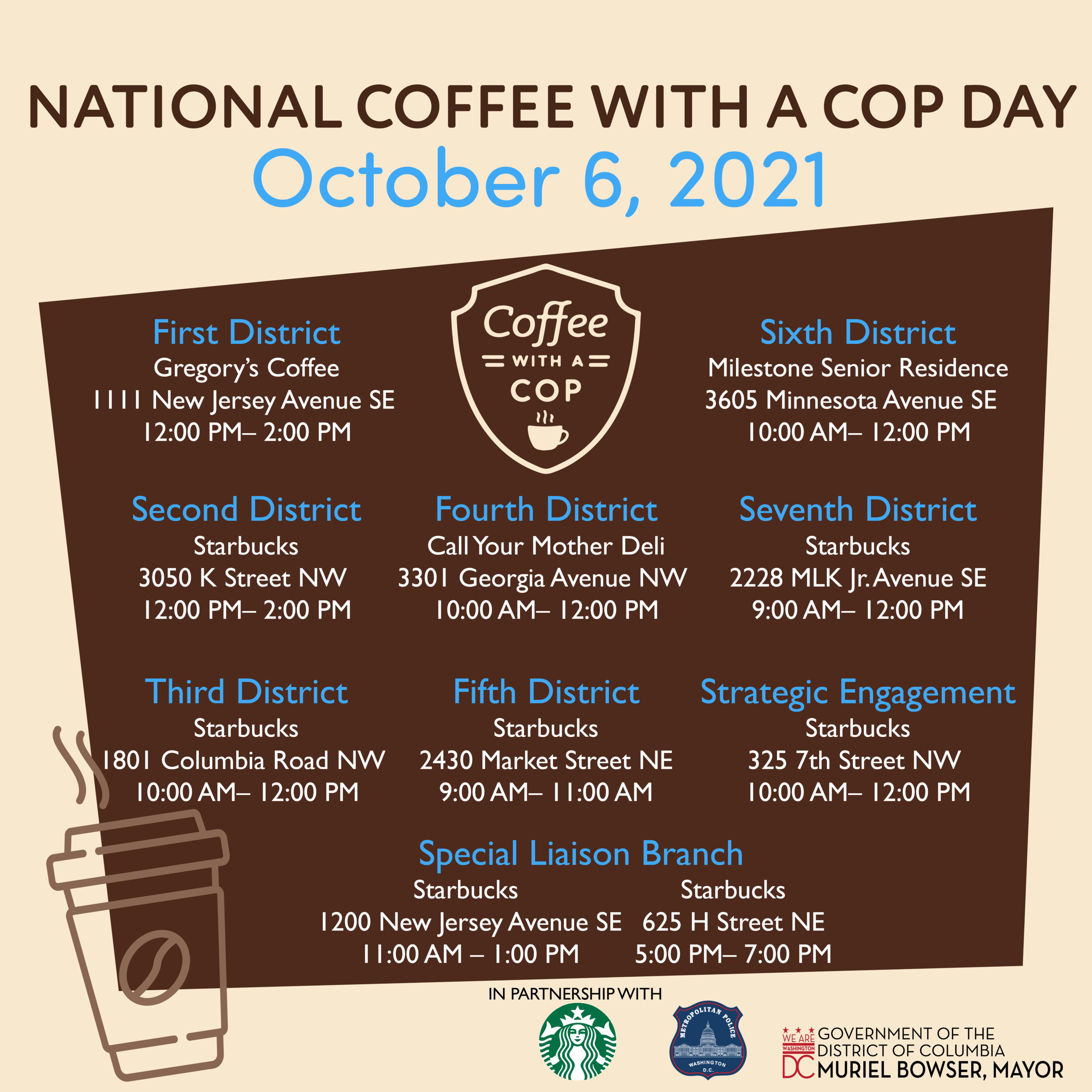 Oct 6 | National Coffee with a Cop Day in MPD 7D and MPD 6D — Congress ...