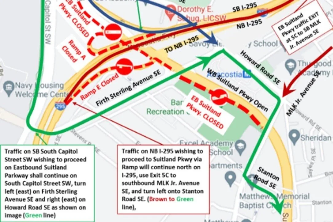 Temporary Closures for South Capitol St Corridor Project from March 14 - March 21, 2022 