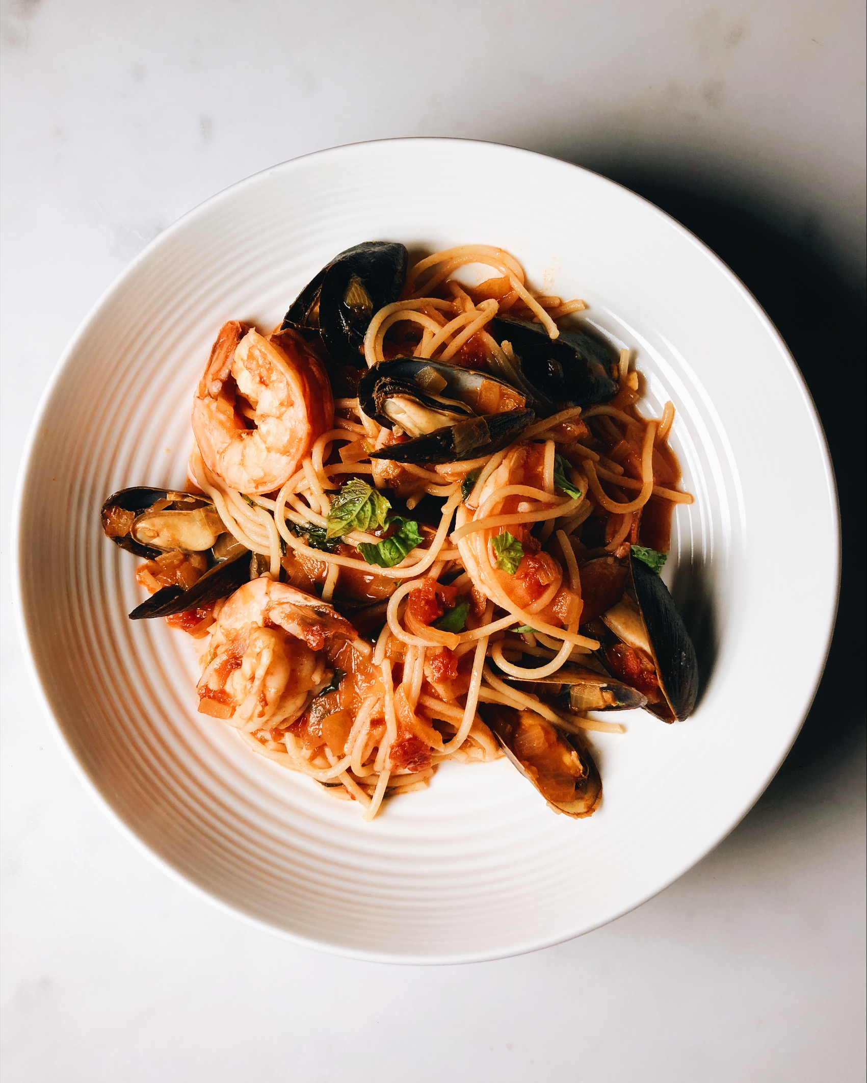 Seafood Pasta in Tomato Sauce | Low Simmer Blog