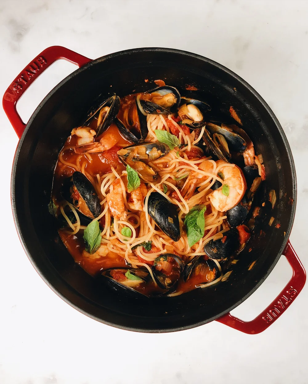 Seafood Pasta in Tomato Sauce | Low Simmer Blog