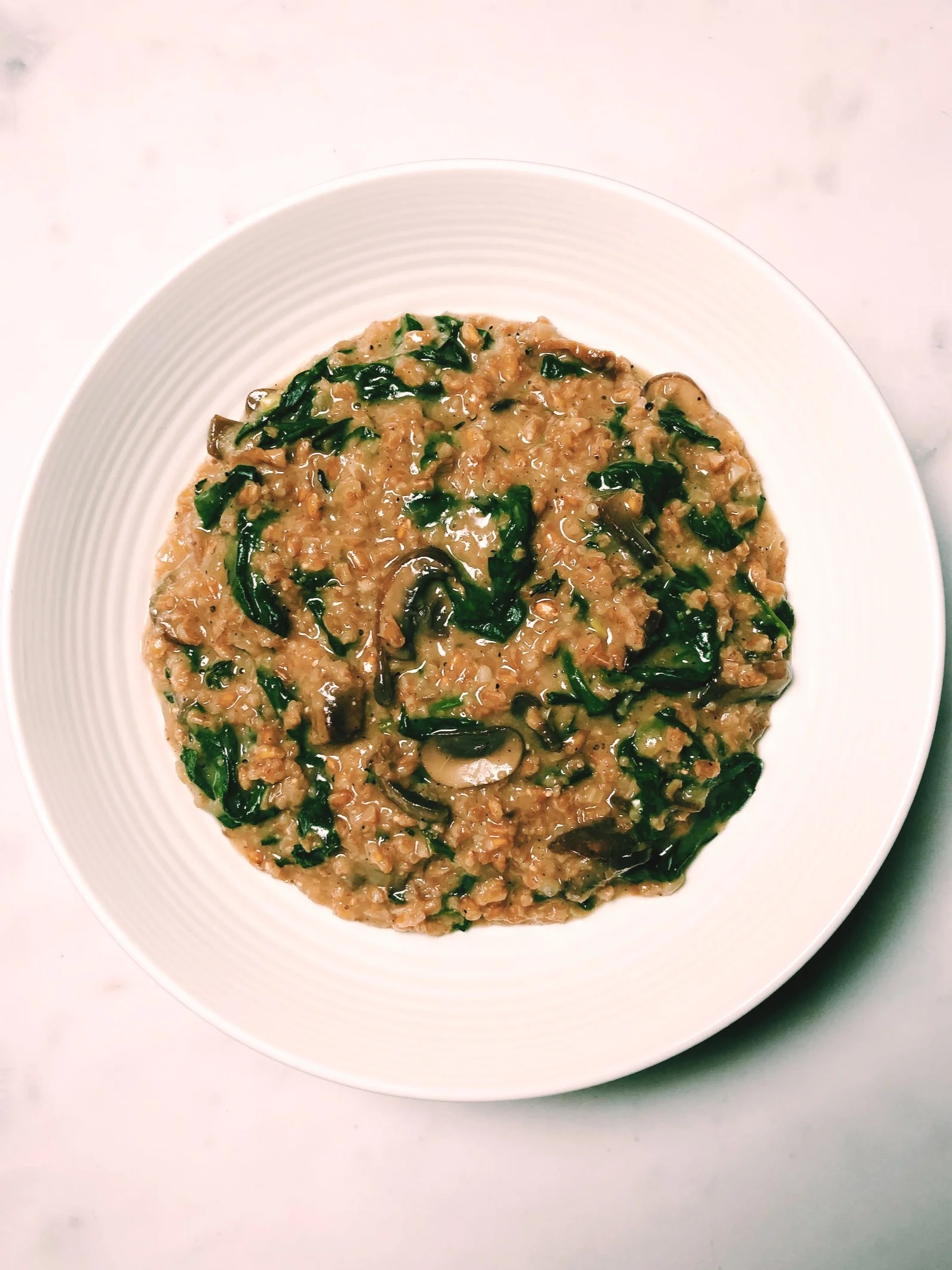 Spinach & Mushroom Farrotto