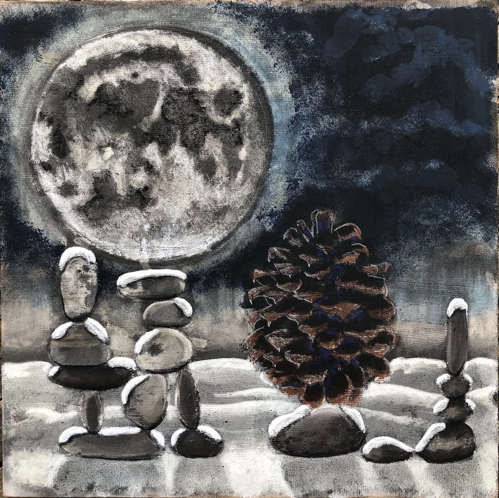  Mixed media on birch panel, 2021  12” x 12”  $215 