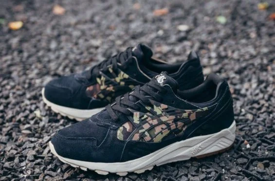 Asics Gel Kayano Trainer In Black and Martini Olive with Camo