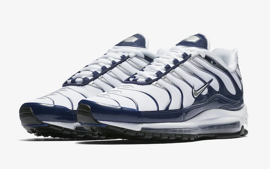 THE NIKE AIR MAX 97 PLUS DROPPING IN NAVY/WHITE