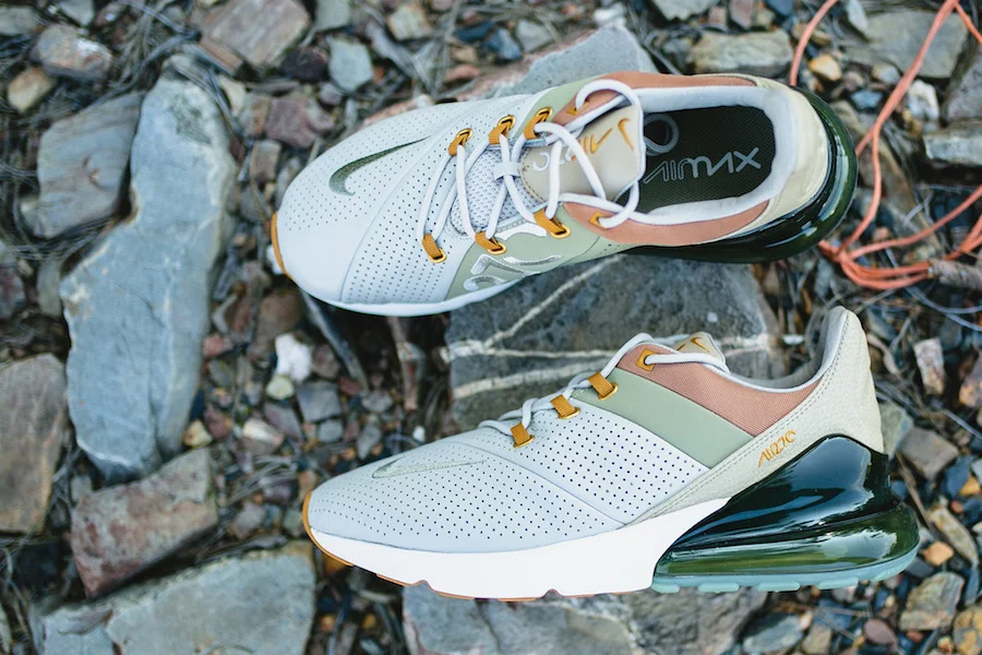 THE NIKE AIR MAX 270 PREMIUM IN STRING AND DESERT OCHRE