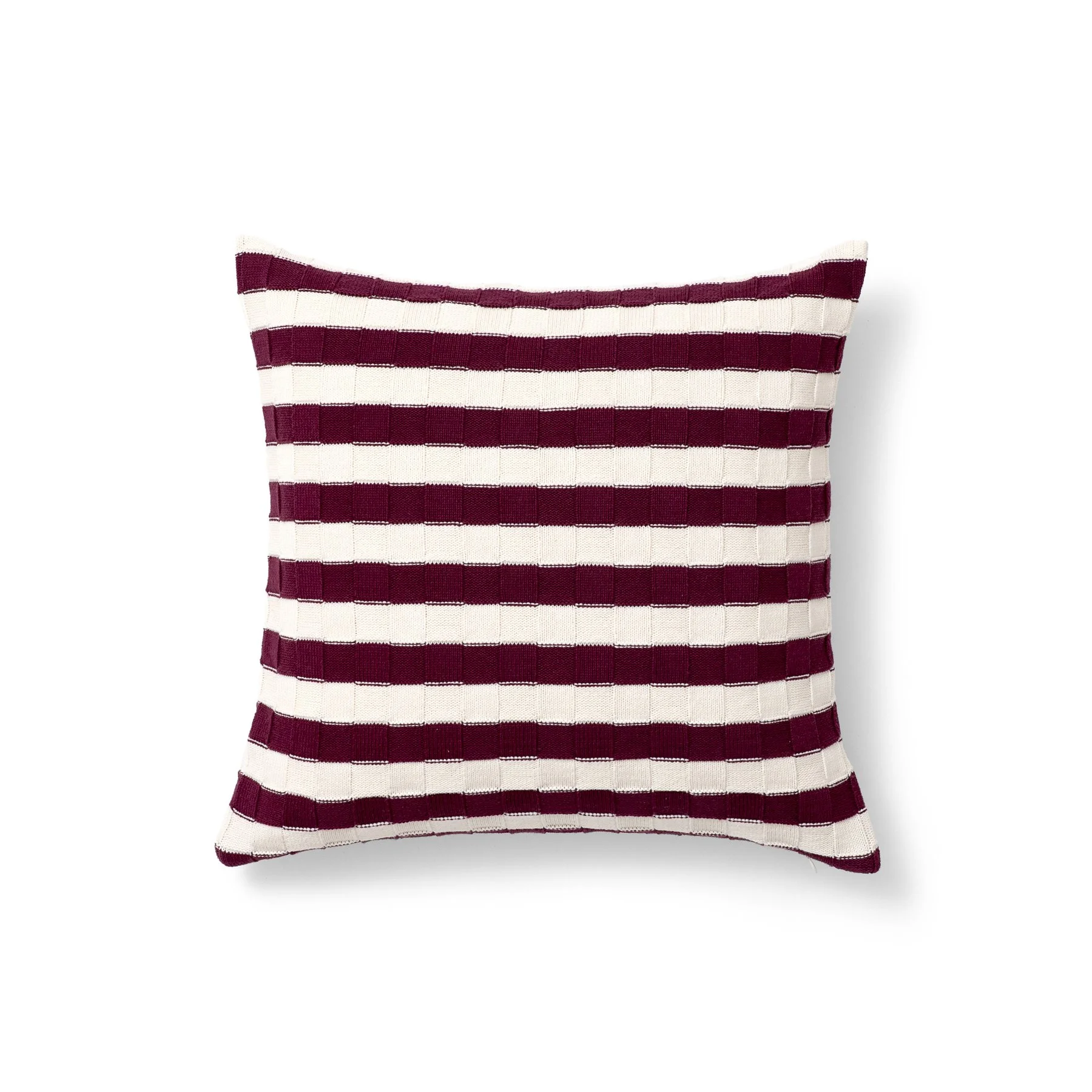 18x18 pillow | big basketweave stripe texture | bordeaux + greggio