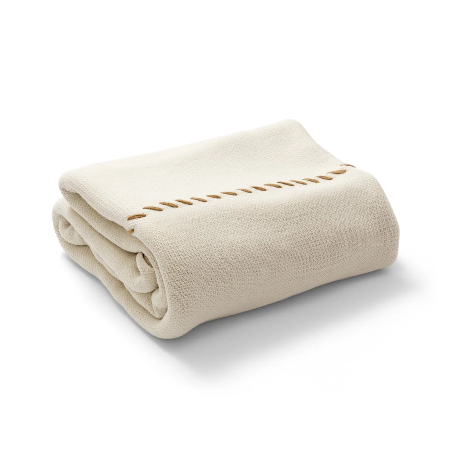 60x80 signature hand-stitch throw blanket | greggio with camel hand-stitch