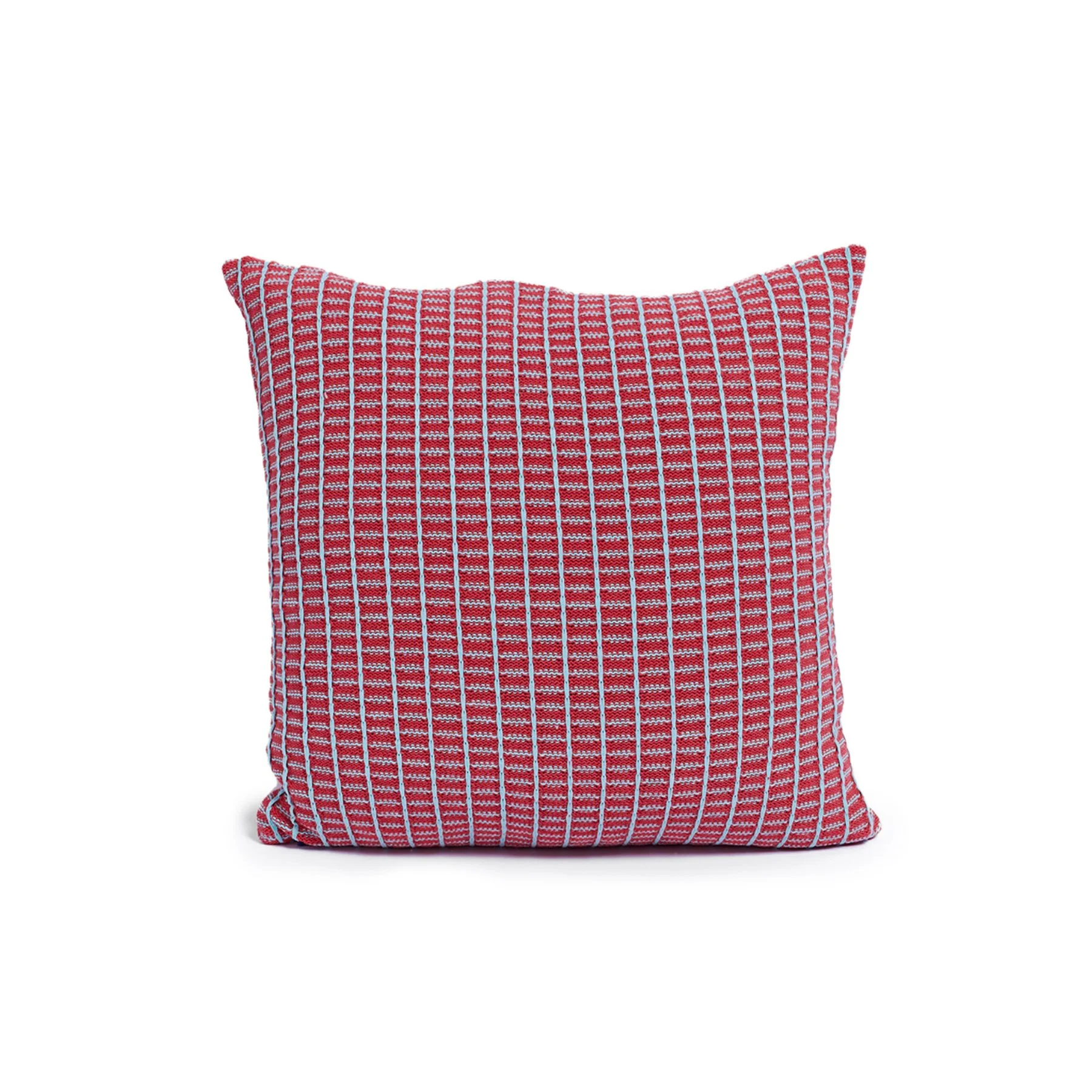 18x18 pillow | grid texture | corallo + verde acqua