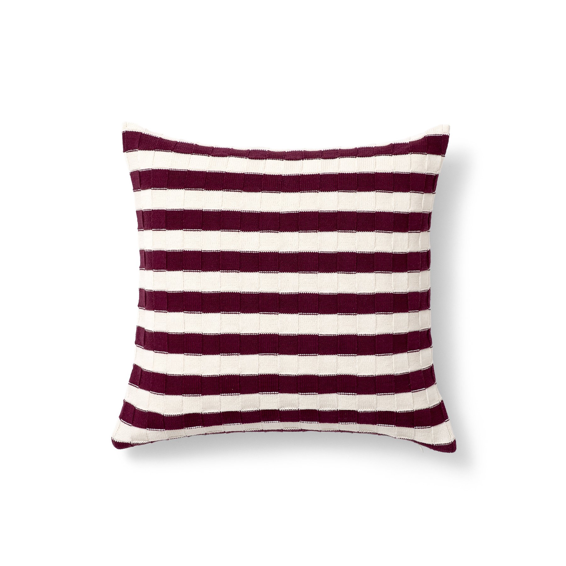 18x18" big basketweave stripe texture pillow | bordeaux + greggio