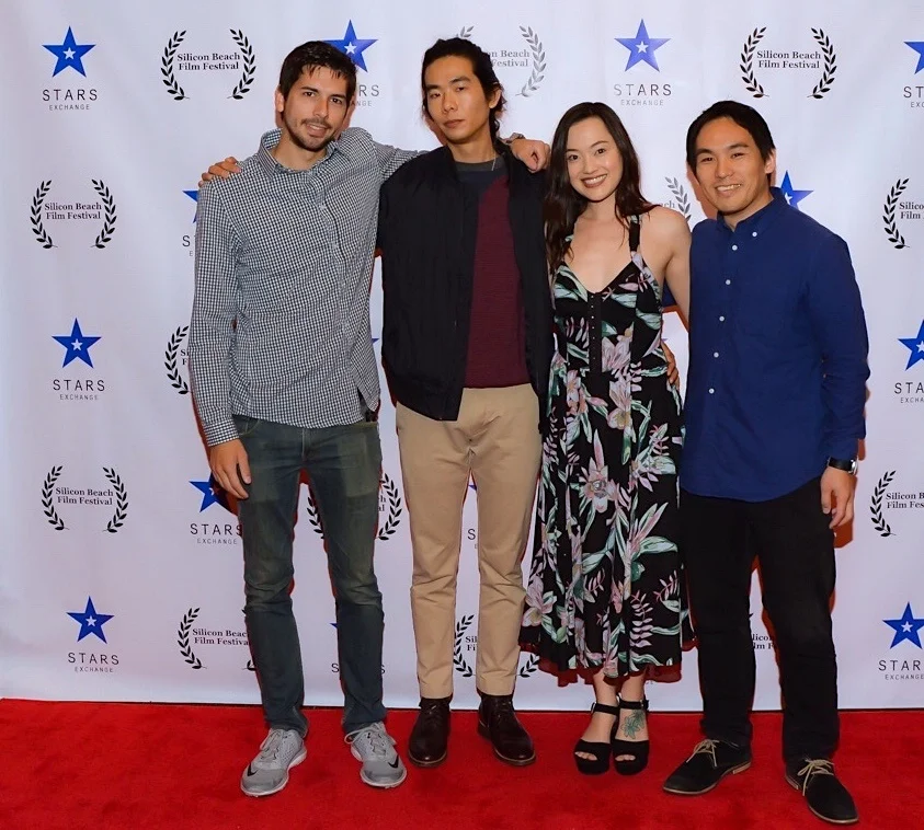 Cinematographer Dustin Leboeuf, director Adam Jay Ung, Trisha Molina, and composer Taisuke Kimura at the Silicon Beach Film Festival screening of “The Spirit Room”; April 28, 2018 Los Angeles, CA