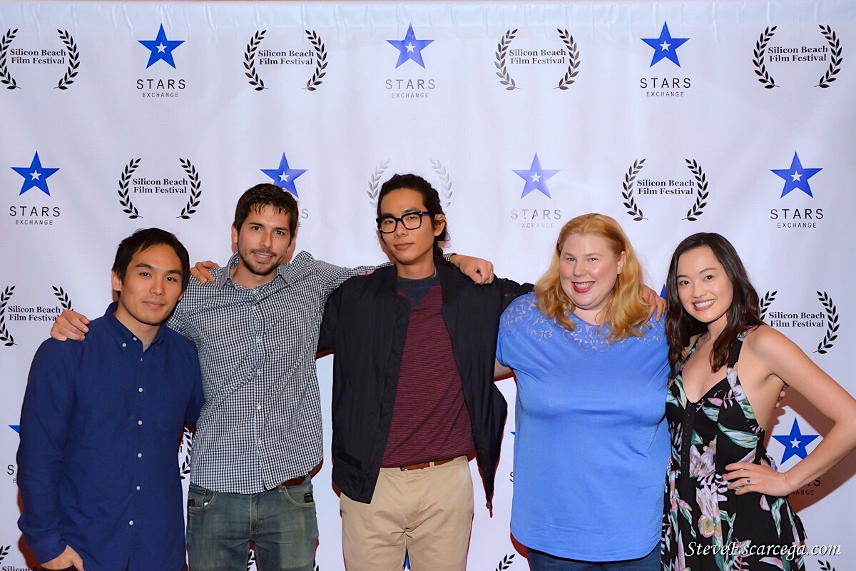 Composer Taisuke Kimura, cinematographer Dustin Leboeuf, director Adam Jay Ung, actress Kristin West, and Trisha Molina at the Silicon Beach Film Festival screening of “The Spirit Room”; April 28, 2018 Los Angeles, CA