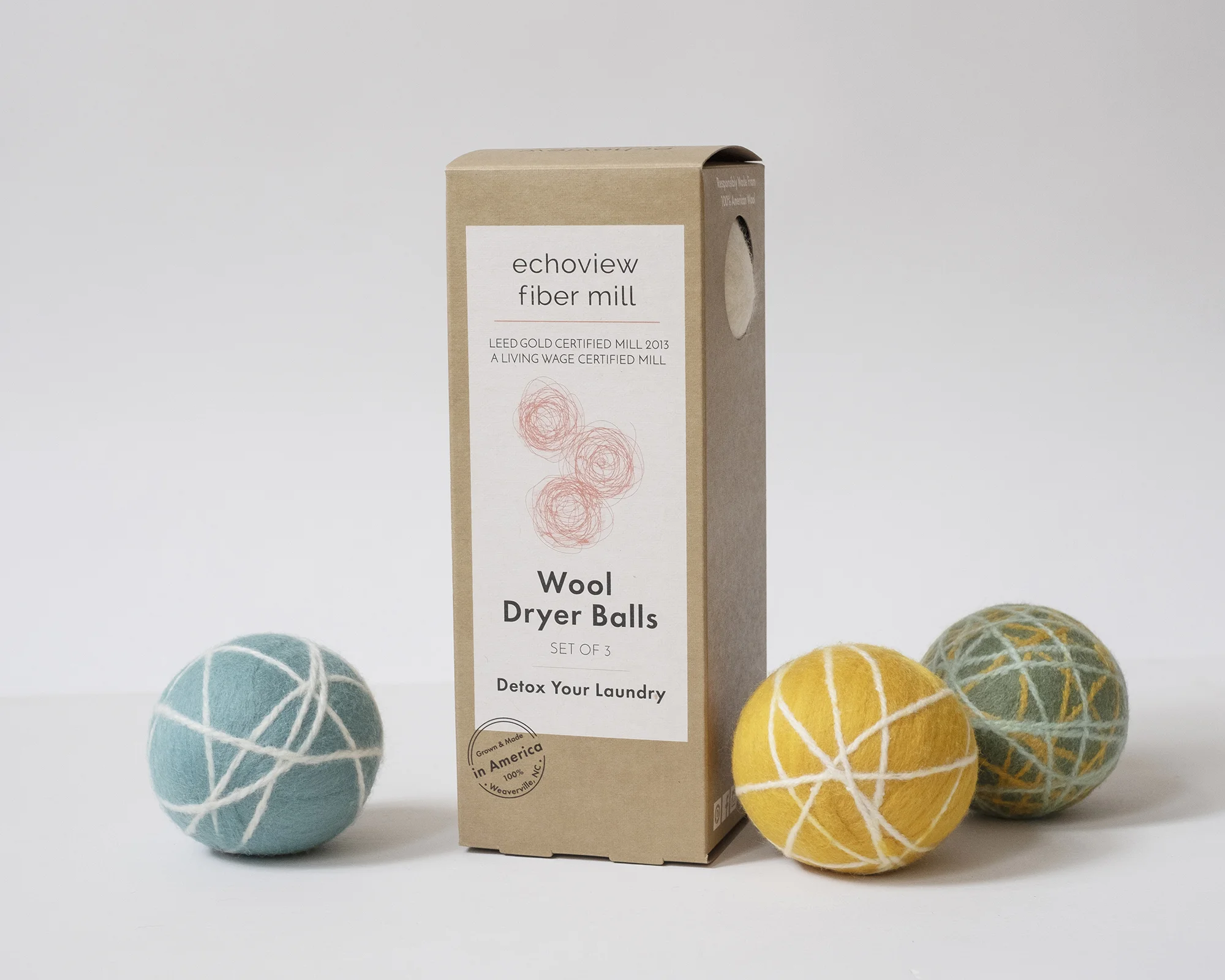 Our 100% Wool Dryer Balls are handmade and available in solid white or in playful colors.