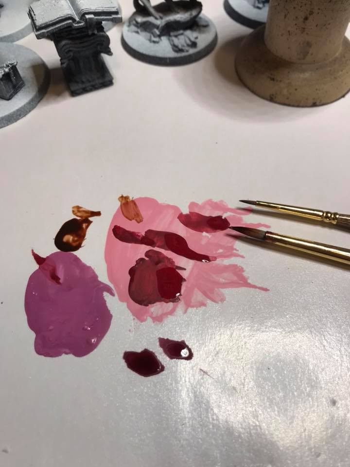 I use a palette pad. I can spread out various paints. I also write down any paints that I mixed directly on the pad. Paper plates are great for beginners.