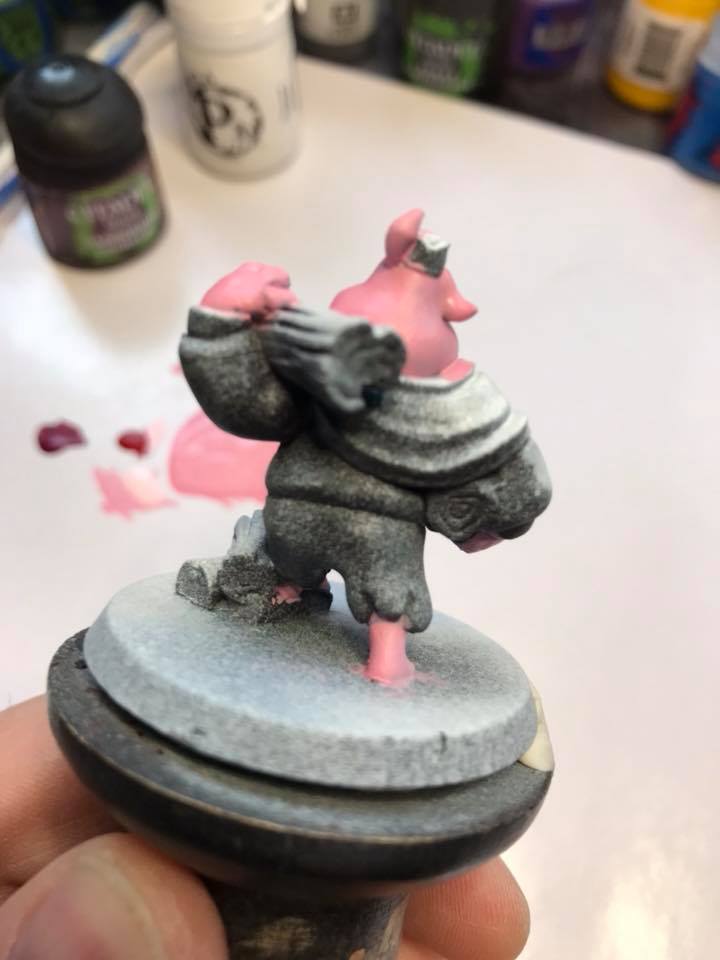 Don’t forget the hands and feet. It’s okay to get the pink on other areas. The stray paint will be covered up later. No mistakes here, friends.