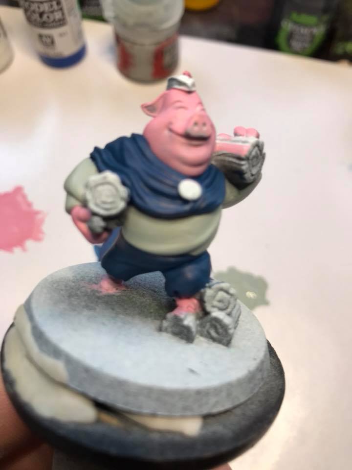 The shirt was painted with Celestra Grey by Citadel. This is a great undercoat for white.