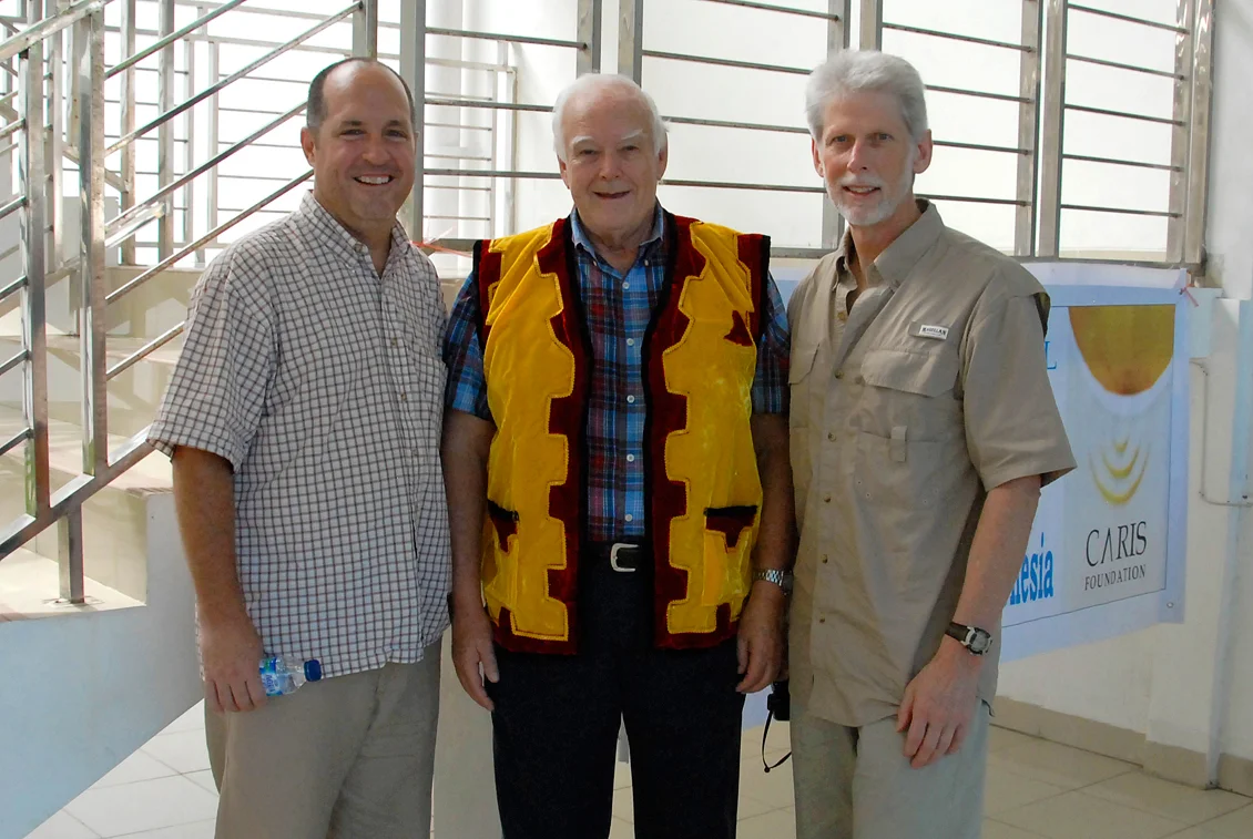 Danny Carrigan, John Bailey and Greg Smith at Gunug Sitoli Hospital, Nias Island, Indonesia. 