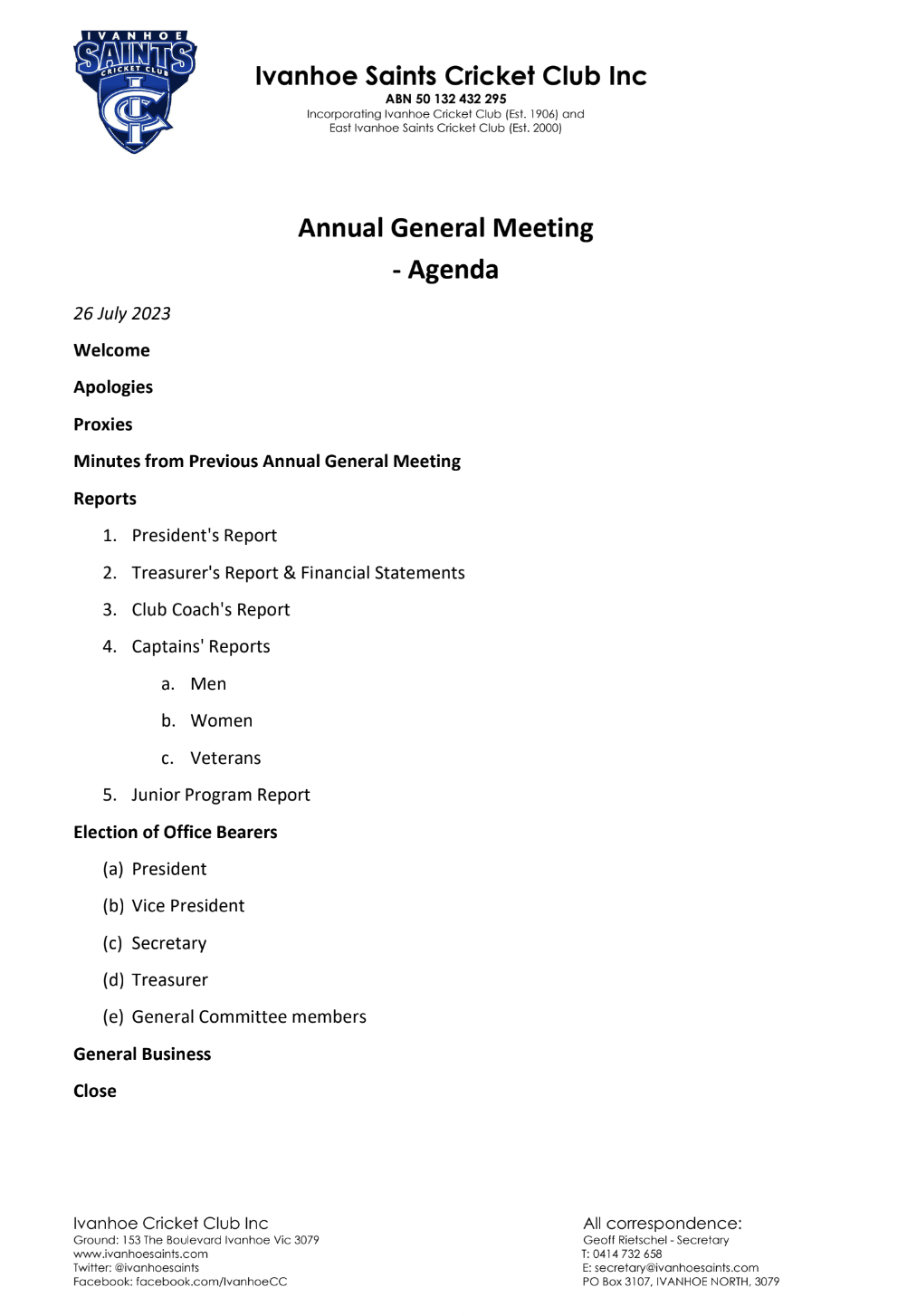Annual General Meeting [AGM]