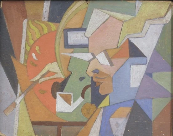  Studio self-portrait, oil/panel, ca 1918-25