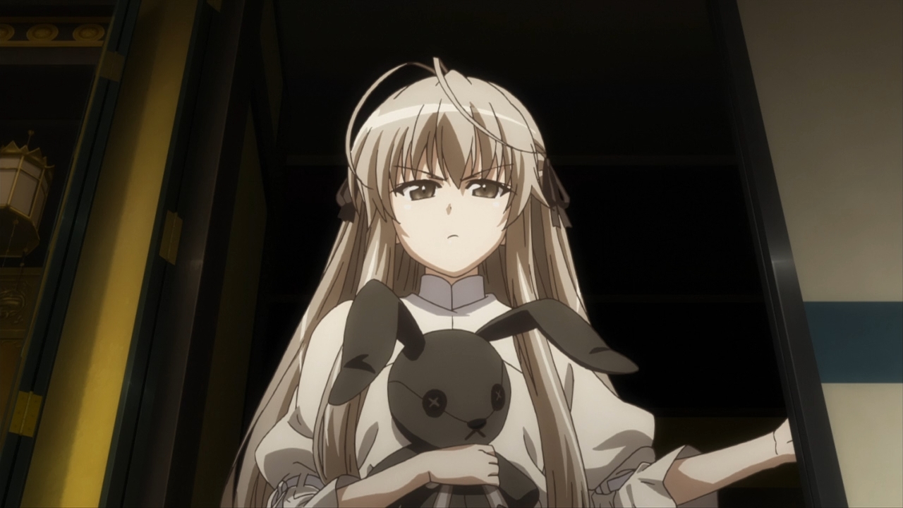 Sora catches Haruka doing something he shouldn't be doing. (Yosuga no Sora)