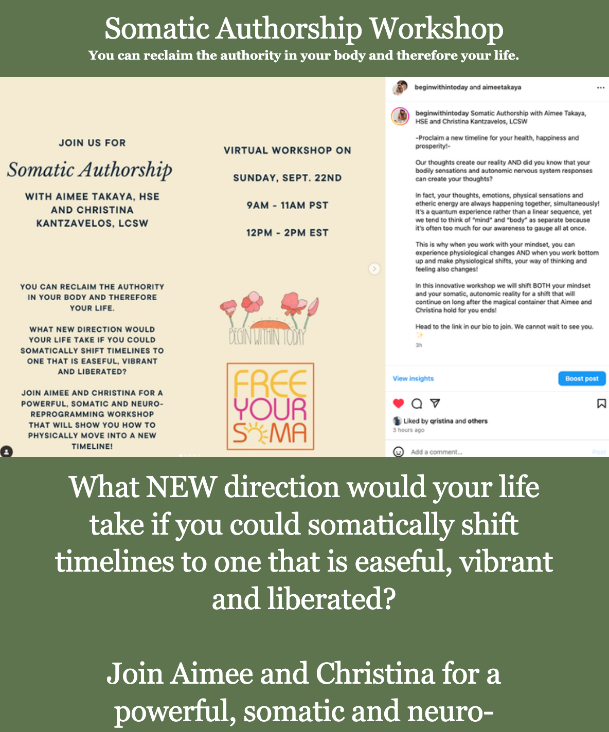 Somatic Authorship Workshop // September 19, 2024